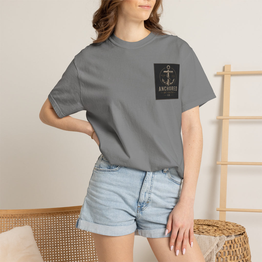 Anchored by Faith T‑Shirt — Vintage Anchor Christian Graphic Tee