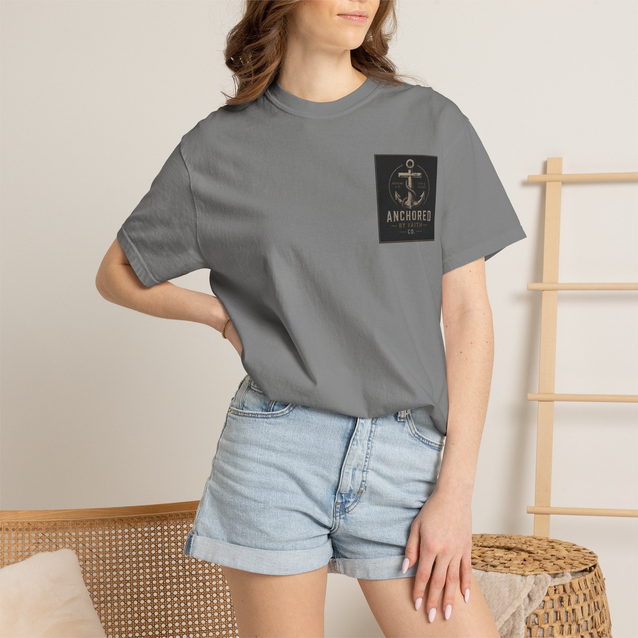 Anchored by Faith T‑Shirt — Vintage Anchor Christian Graphic Tee