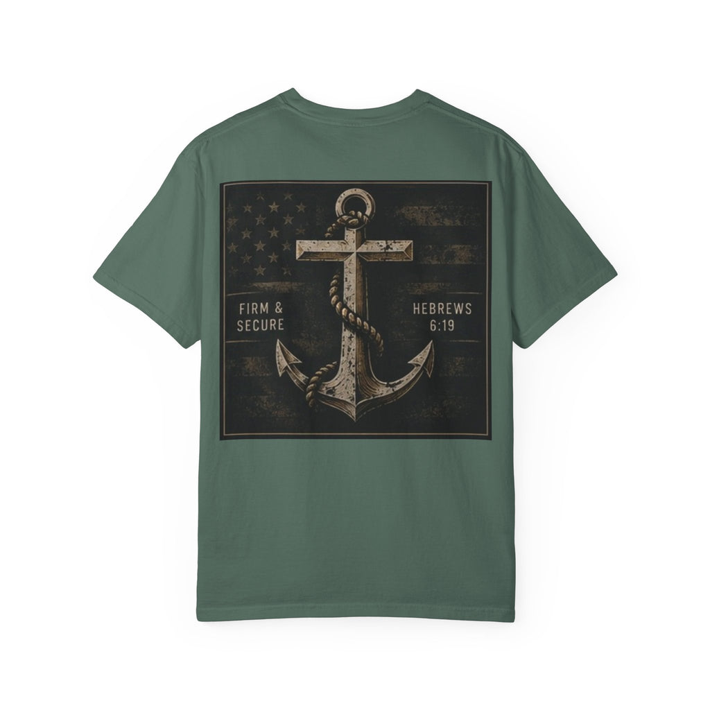 Anchored by Faith T‑Shirt — Vintage Anchor Christian Graphic Tee