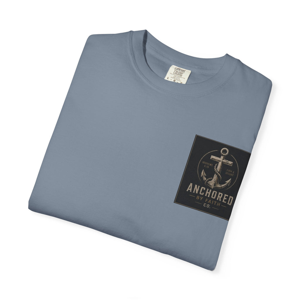 Anchored by Faith T‑Shirt — Vintage Anchor Christian Graphic Tee