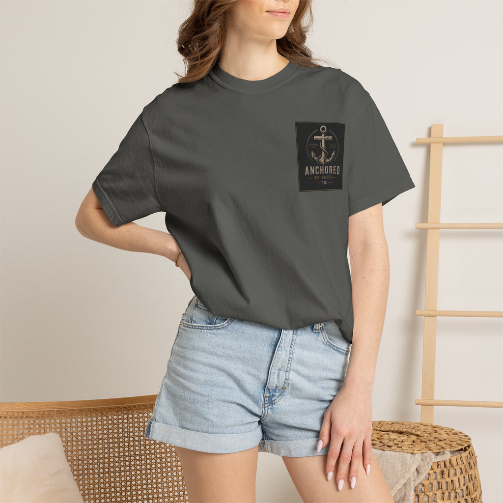 Anchored by Faith T‑Shirt — Vintage Anchor Christian Graphic Tee