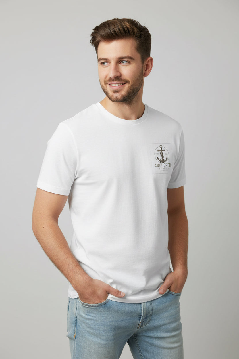 Anchored Faith T-Shirt — "Anchored: Firm & Secure" Christian Anchor Tee