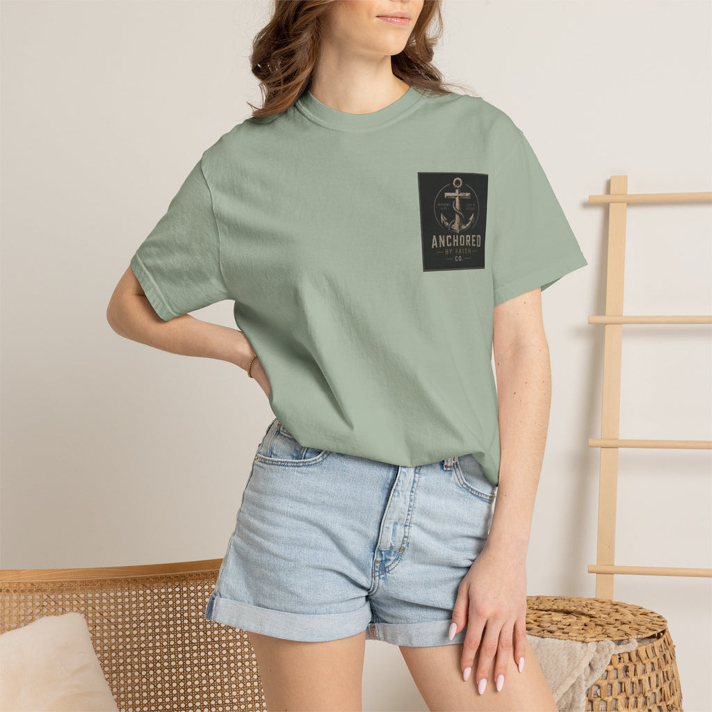Anchored by Faith T‑Shirt — Vintage Anchor Christian Graphic Tee