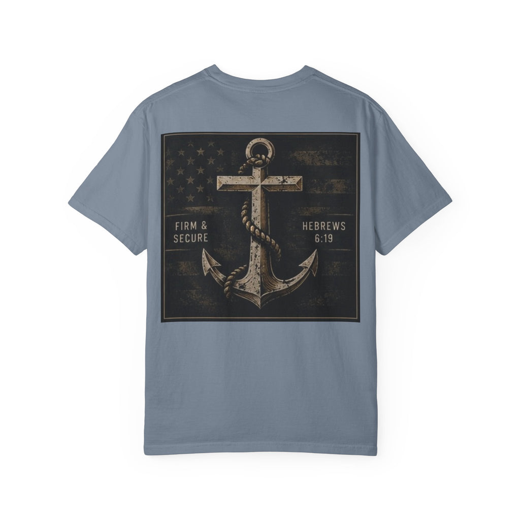 Anchored by Faith T‑Shirt — Vintage Anchor Christian Graphic Tee
