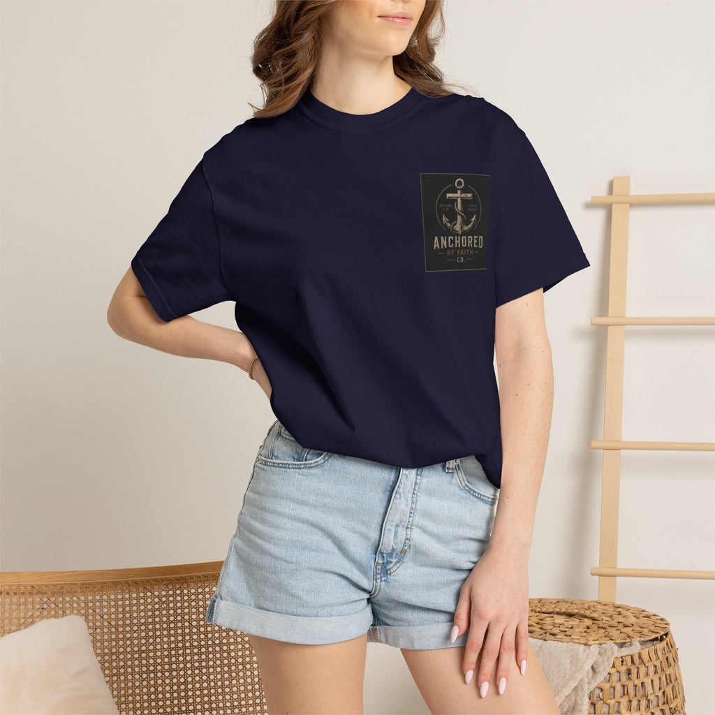Anchored by Faith T‑Shirt — Vintage Anchor Christian Graphic Tee