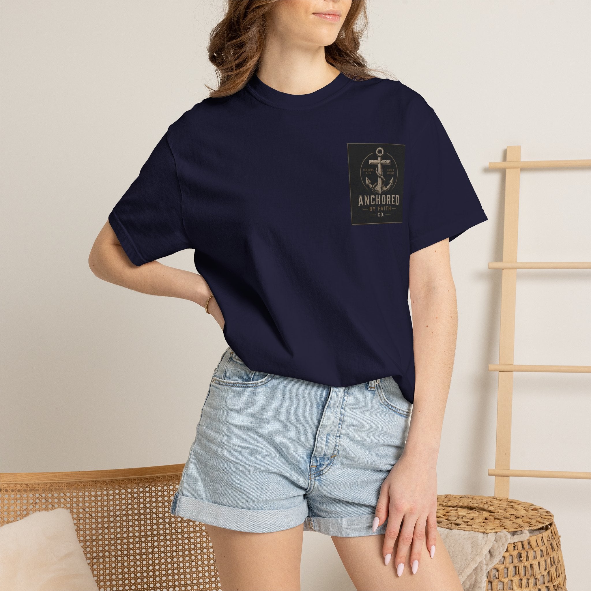 Anchored by Faith T‑Shirt — Vintage Anchor Christian Graphic Tee