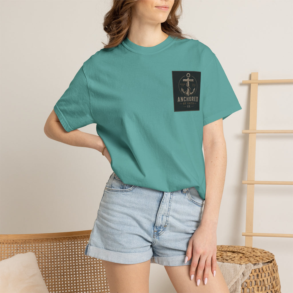 Anchored by Faith T‑Shirt — Vintage Anchor Christian Graphic Tee