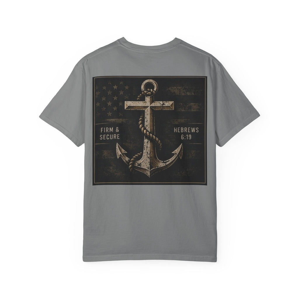 Anchored by Faith T‑Shirt — Vintage Anchor Christian Graphic Tee