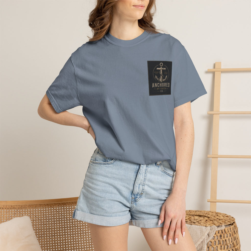 Anchored by Faith T‑Shirt — Vintage Anchor Christian Graphic Tee